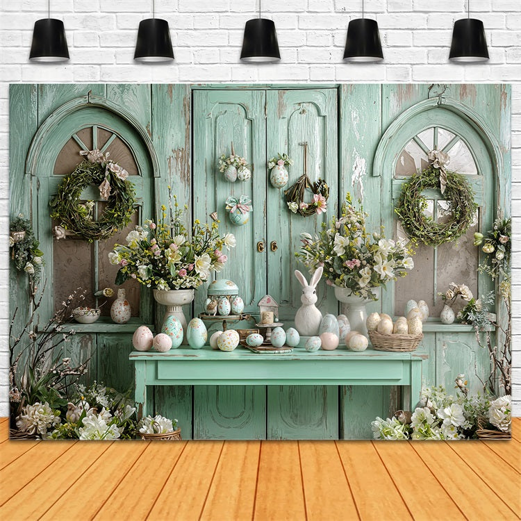 Toile de Fond Joyeuses Pâques Cabinet Couronne Œufs BRP11-342