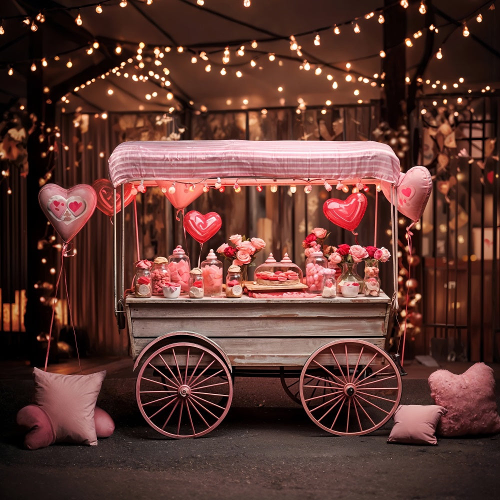 Toile de fond Saint-Valentin Stand de Bonbons Vintage Bois BRP11-386