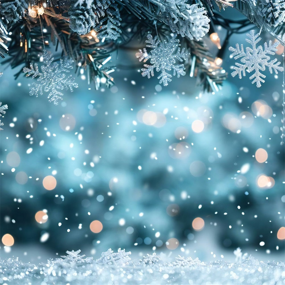 Toile de fond Hiver Arbre Lumières Flocons de Neige BRP11-458