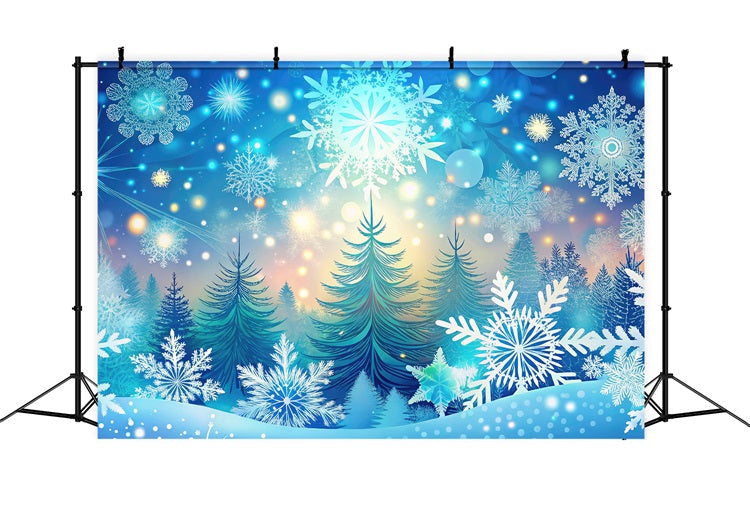 Toile de fond Hiver Merveille Flocons de Neige Arbres Rayonnants BRP11-482