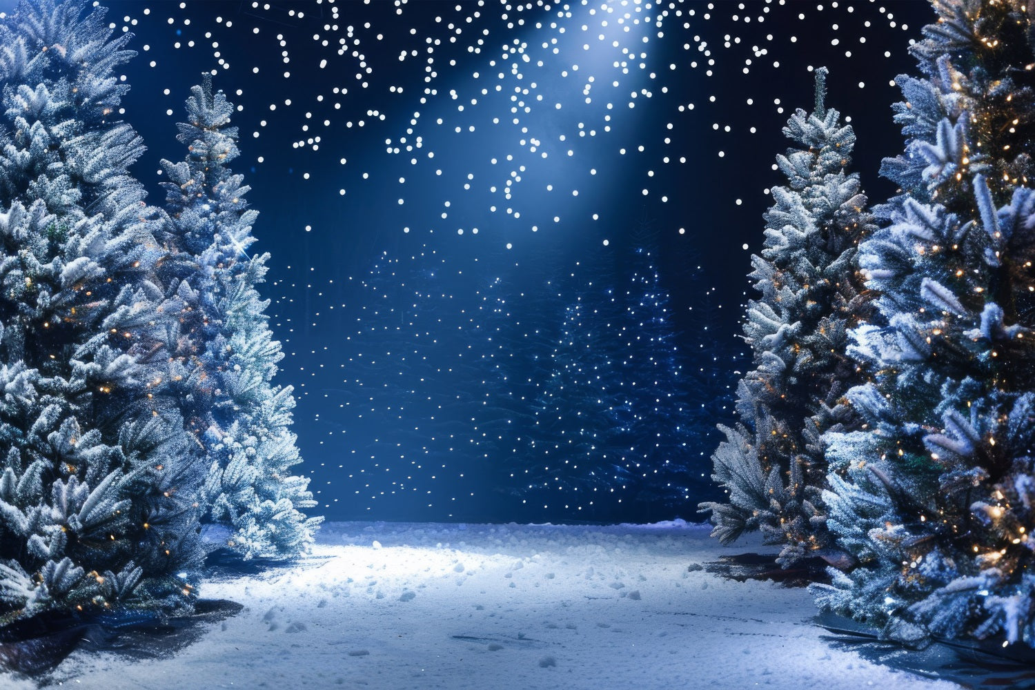 Toile de fond Hiver Merveille Nuit Enneigée Photographie BRP11-491