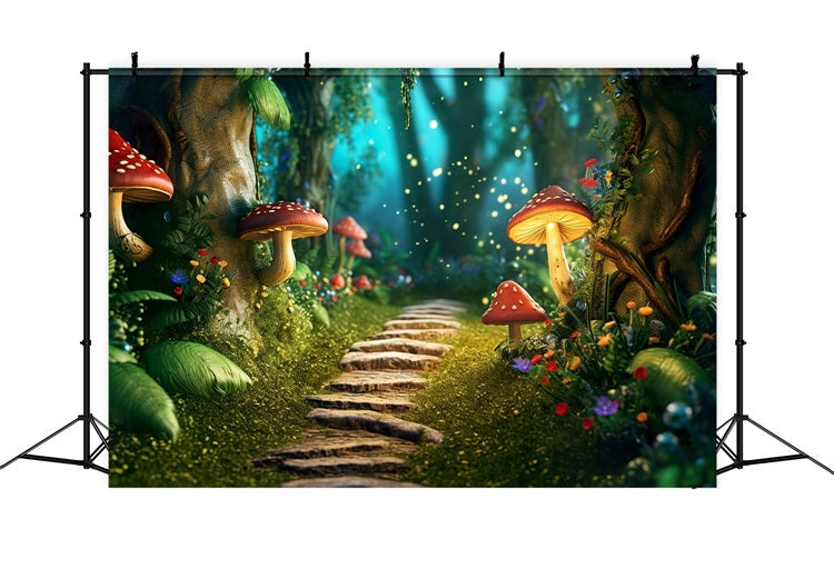 Toile de fond Printemps Forêt Champignons Sentier BRP11-505