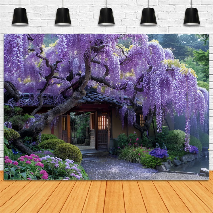 Toile de fond Printemps Glycine Fleurie Entourant Porte BRP11-520