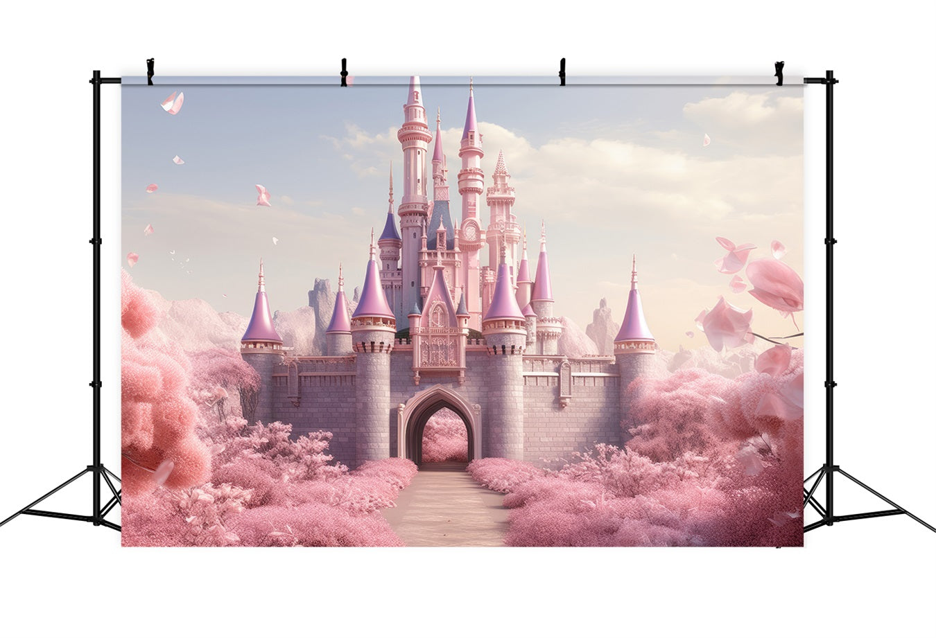 Toile de fond Printemps Entrée Château Floral Rose BRP11-541
