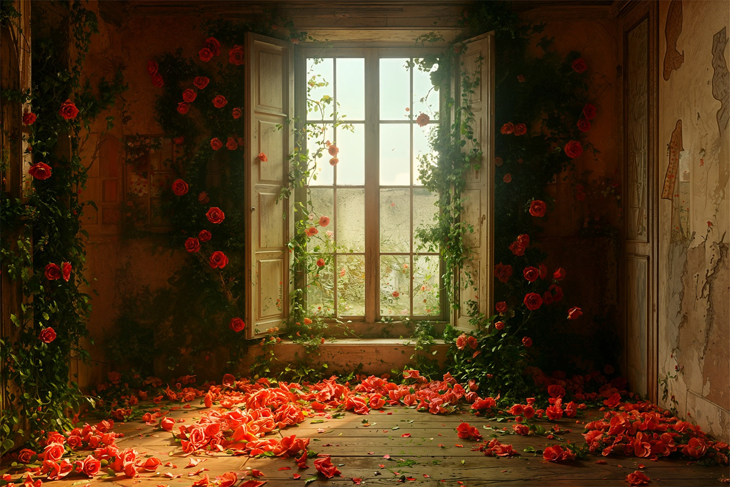 Toile de fond Vintage Idées Fenêtre Fleurie BRP11-555