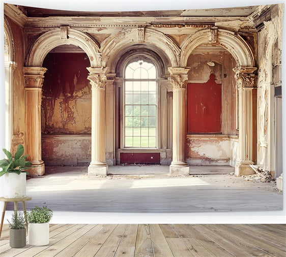 Toile de fond Vintage Ruine Arche Détériorée Fenêtre BRP11-587