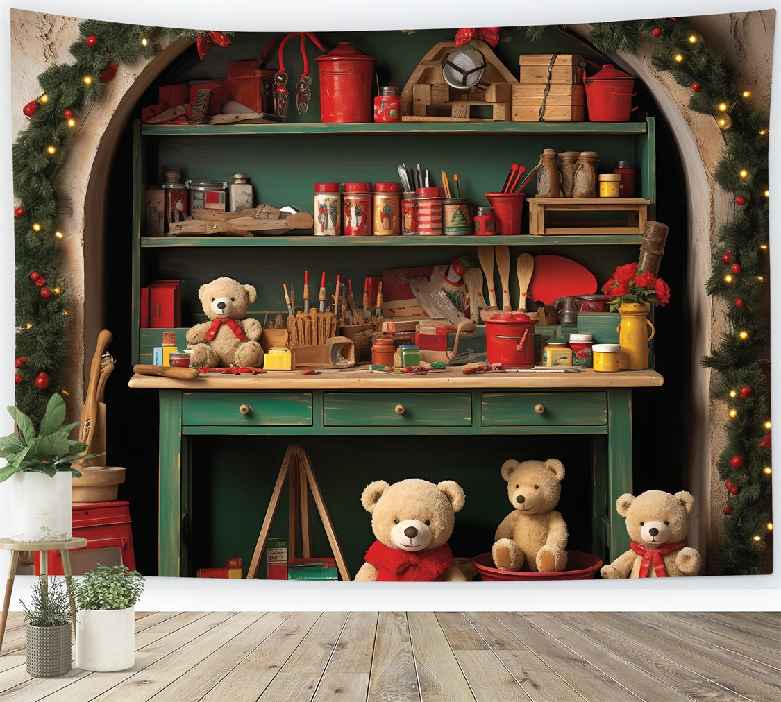 Toile De Fond Noël Atelier Du Père Noël Collection BRP11-88