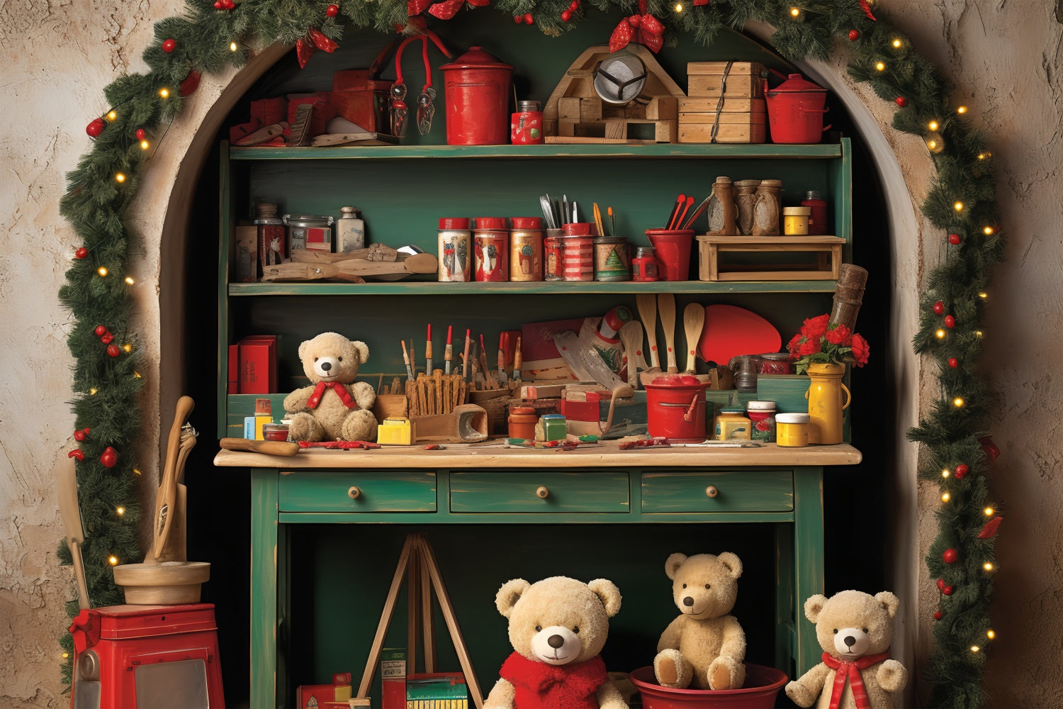 Toile De Fond Noël Atelier Du Père Noël Collection BRP11-88