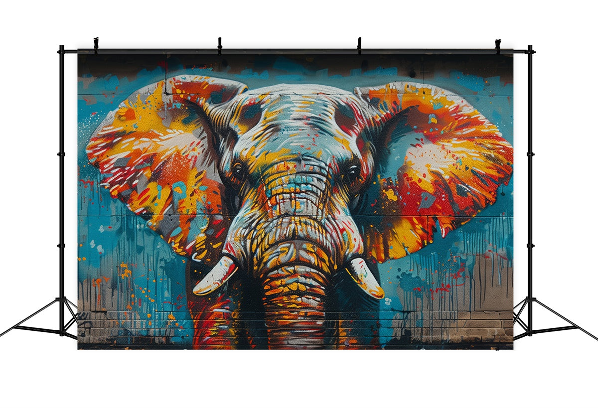 Toile de fond Graffiti Mur de Briques Art Éléphant Peint BRP12-142