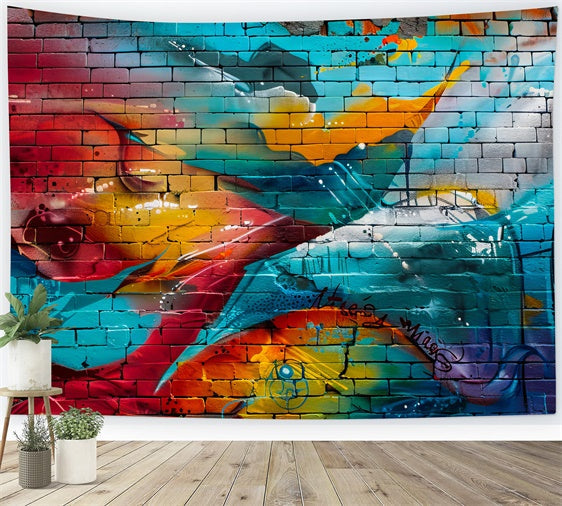 Toile de fond Graffiti Mur de Briques Coloré Créatif BRP12-147