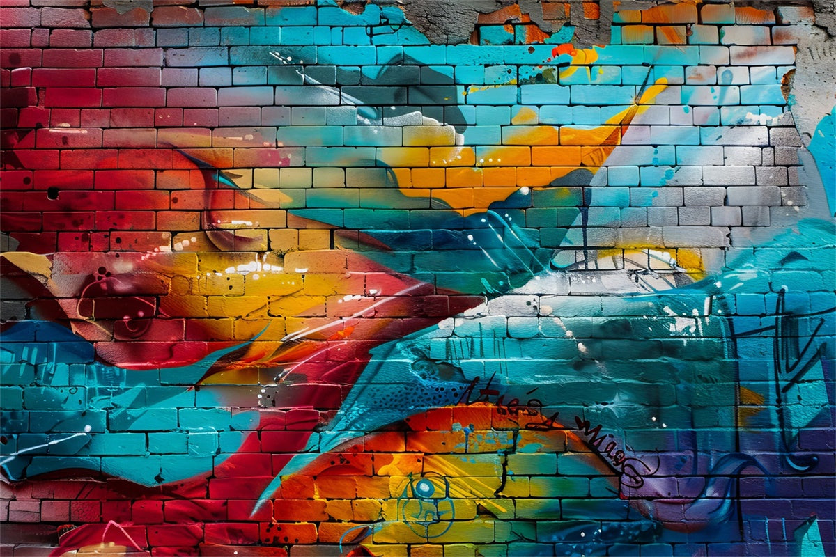 Toile de fond Graffiti Mur de Briques Coloré Créatif BRP12-147