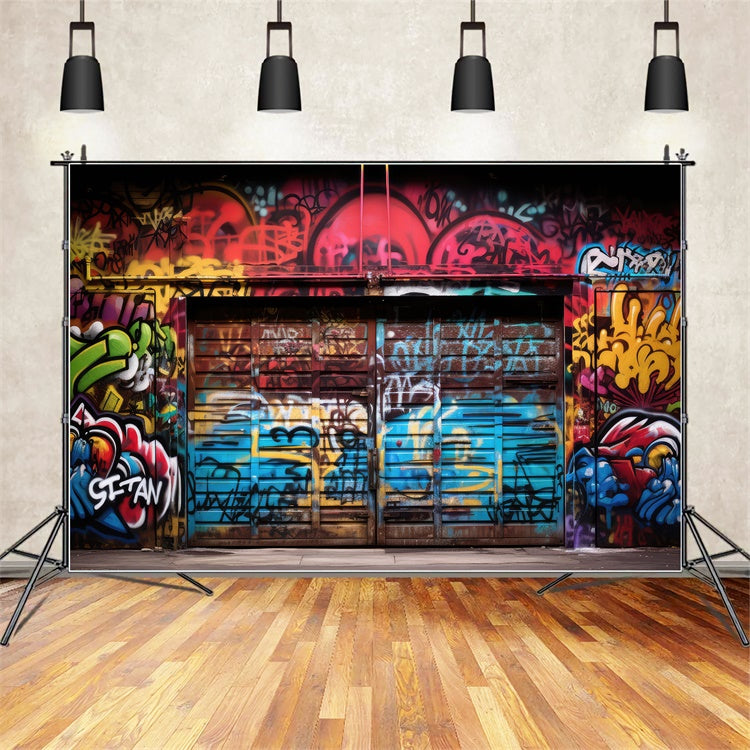 Toile de fond Graffiti Mur de Garage Vibrant Photographie BRP12-148