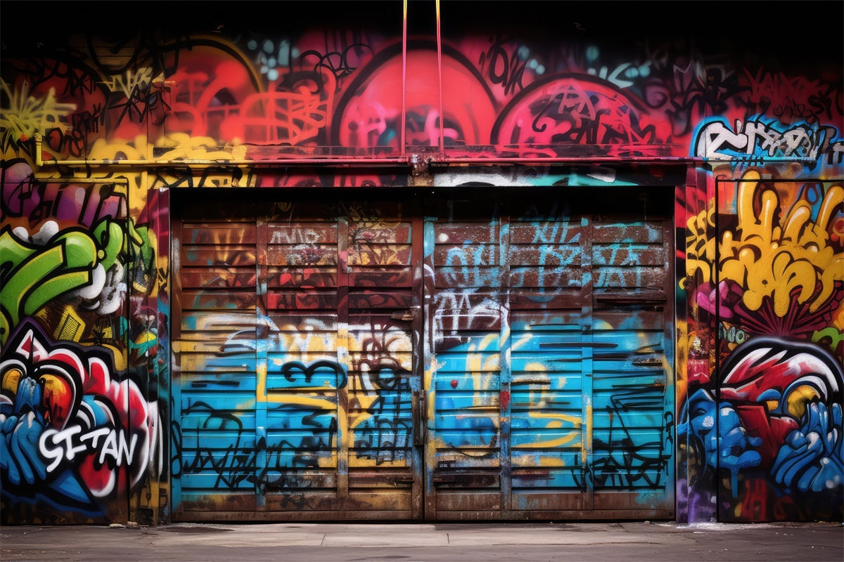 Toile de fond Graffiti Mur de Garage Vibrant Photographie BRP12-148
