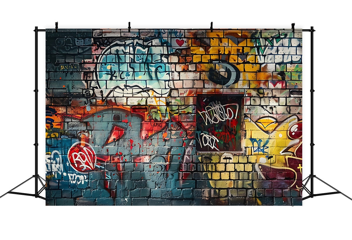 Toile de fond Graffiti Mur de Briques Multicolores Art de Rue BRP12-149