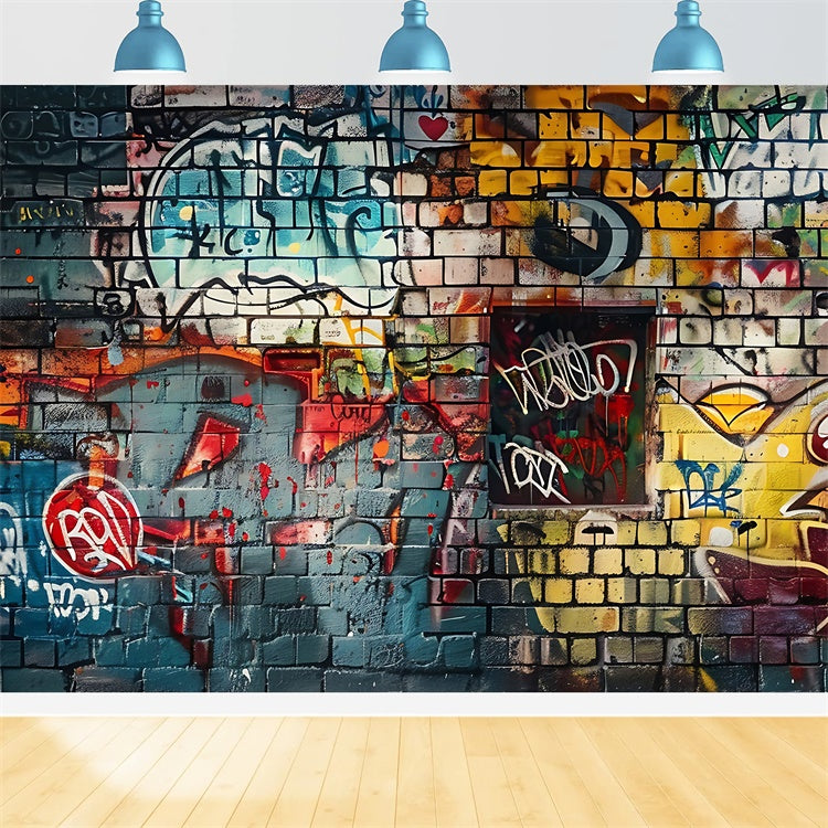 Toile de fond Graffiti Mur de Briques Multicolores Art de Rue BRP12-149