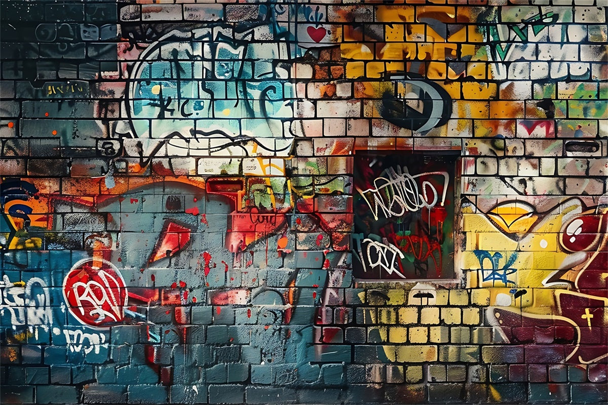 Toile de fond Graffiti Mur de Briques Multicolores Art de Rue BRP12-149