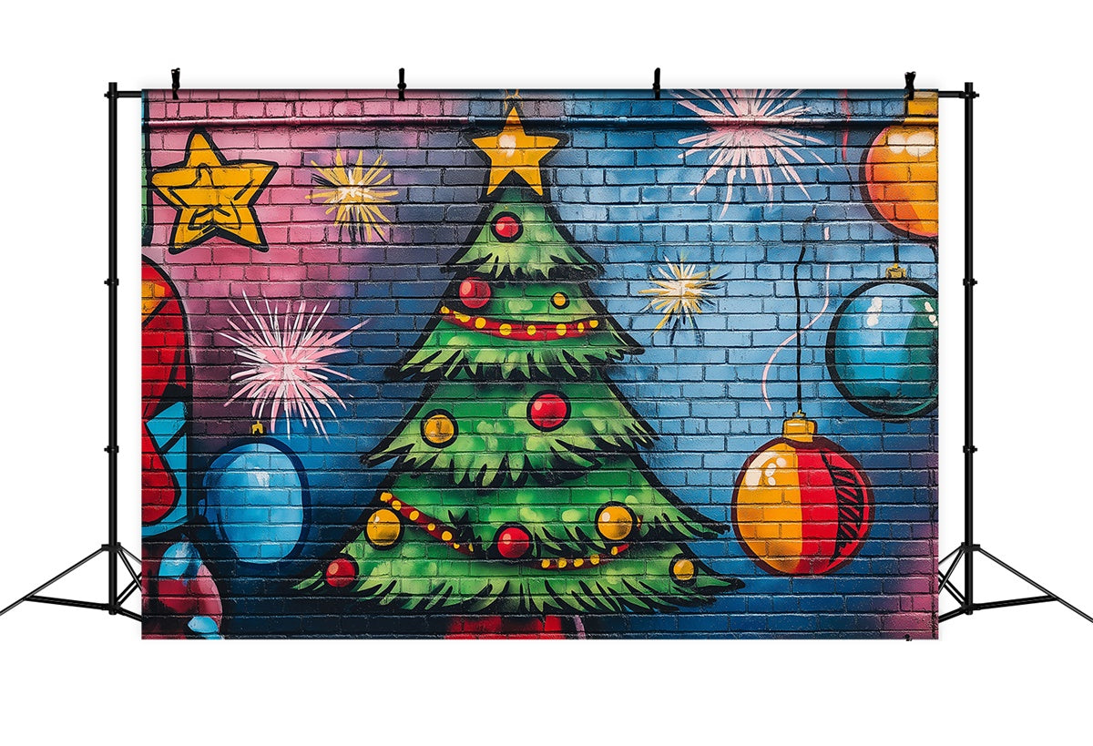 Toile de fond Graffiti Mur de Briques Coloré Noël BRP12-151