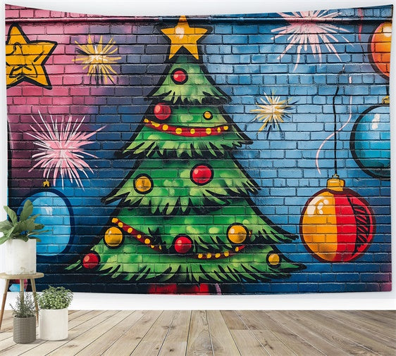Toile de fond Graffiti Mur de Briques Coloré Noël BRP12-151
