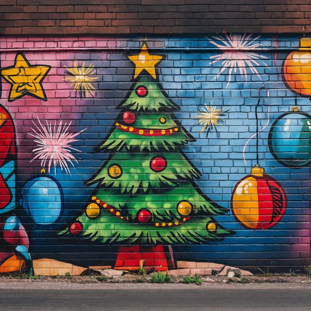 Toile de fond Graffiti Mur de Briques Coloré Noël BRP12-151