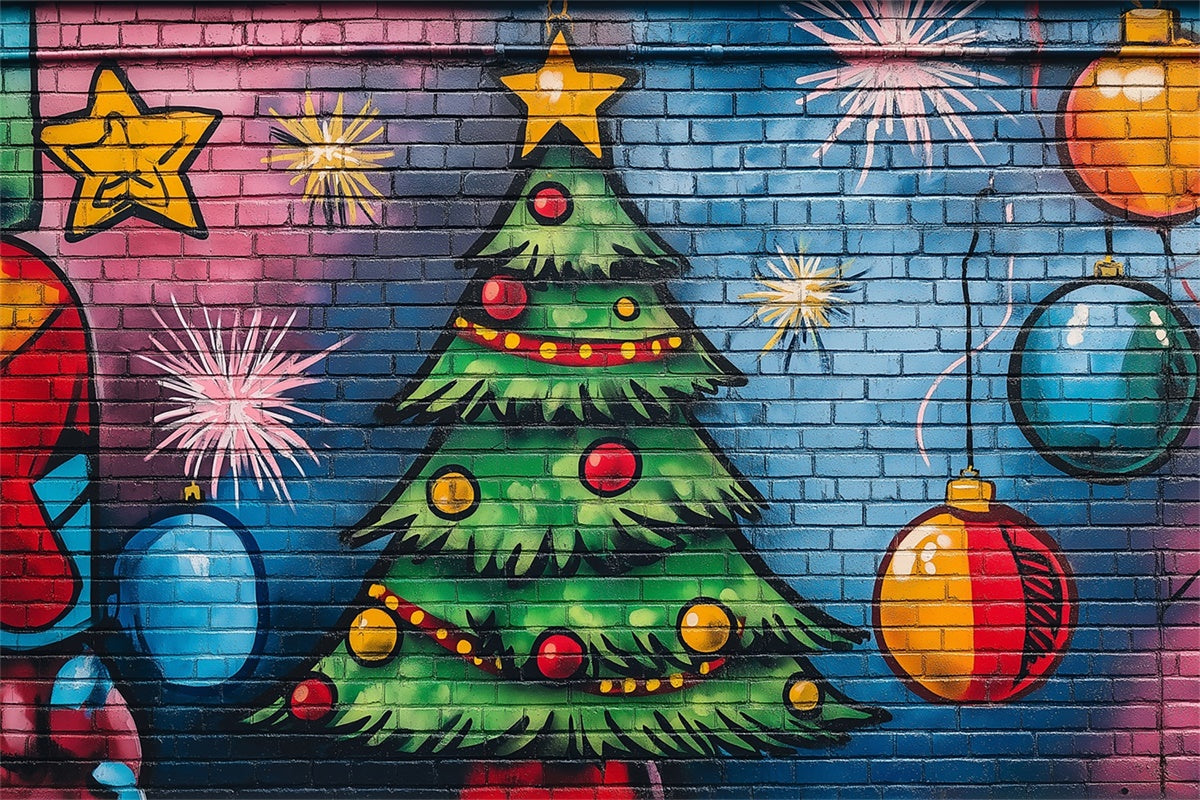 Toile de fond Graffiti Mur de Briques Coloré Noël BRP12-151
