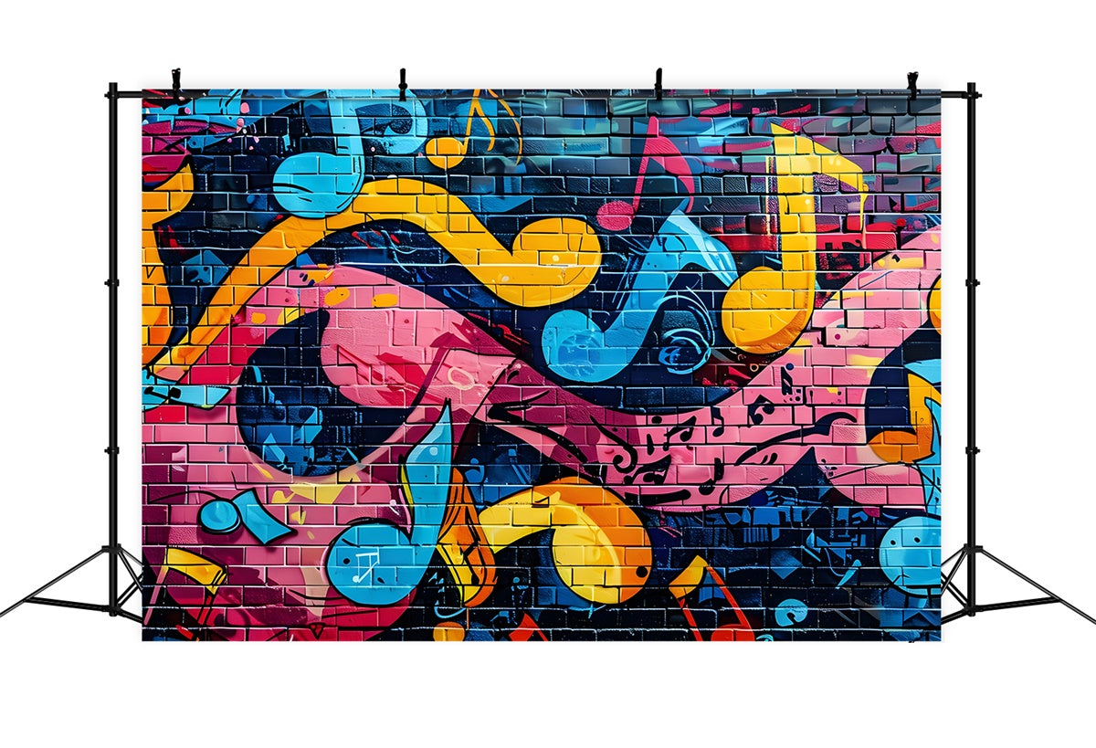 Toile de fond Graffiti Mur Note de Musique Brique Colorée BRP12-156