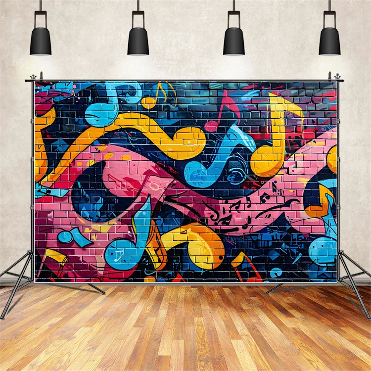 Toile de fond Graffiti Mur Note de Musique Brique Colorée BRP12-156
