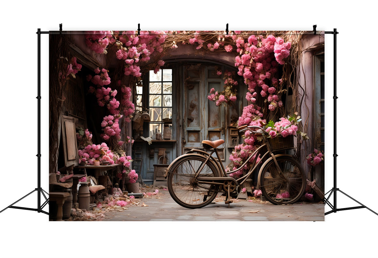 Toile de fond Saint-Valentin Cottage Mur Végétal et Roses Grimpantes BRP12-190