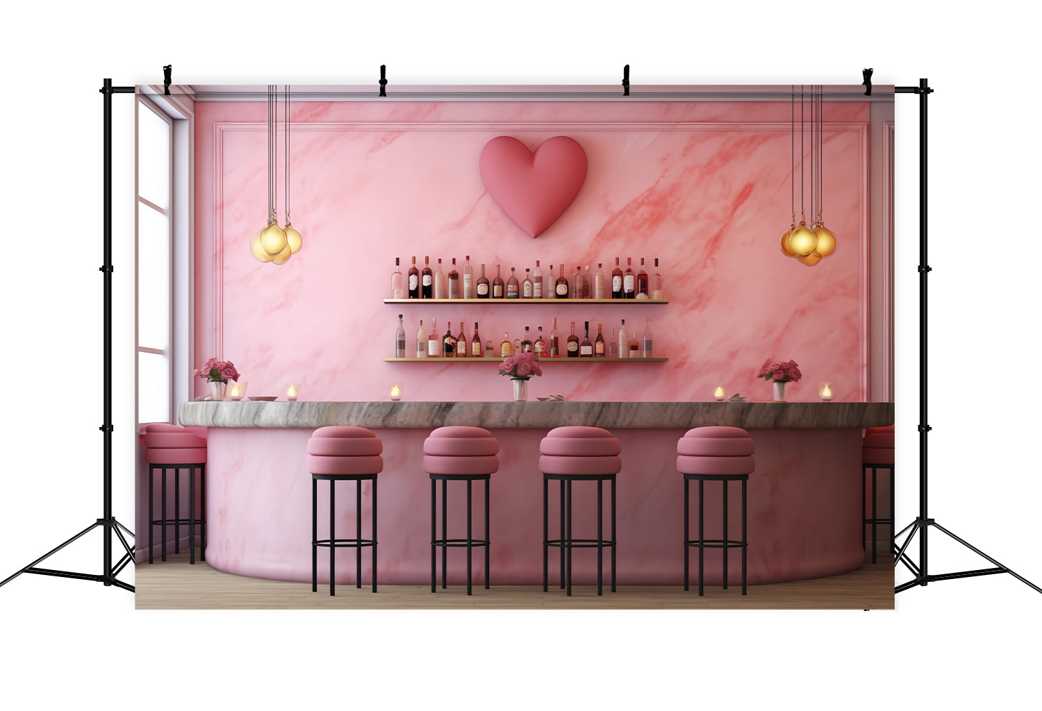 Toile de fond Photographie Saint-Valentin Bar Cœur Rose BRP12-197