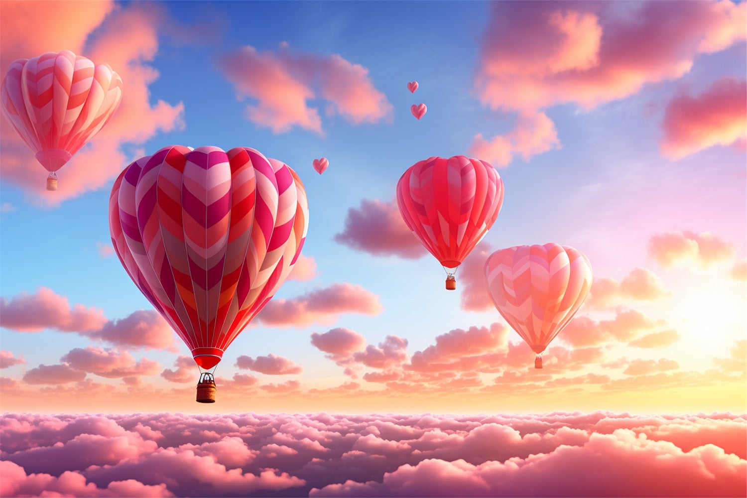 Toile de fond Photographie Saint-Valentin Montgolfières Ciel BRP12-203