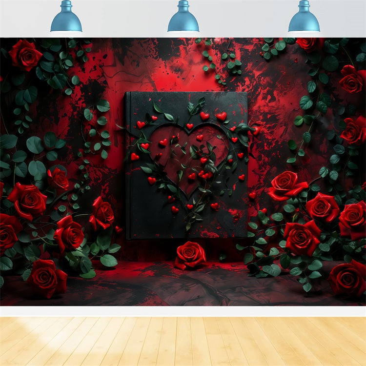 Toile de fond Photographie Saint-Valentin Cadre de Roses Cœur Romantique BRP12-216