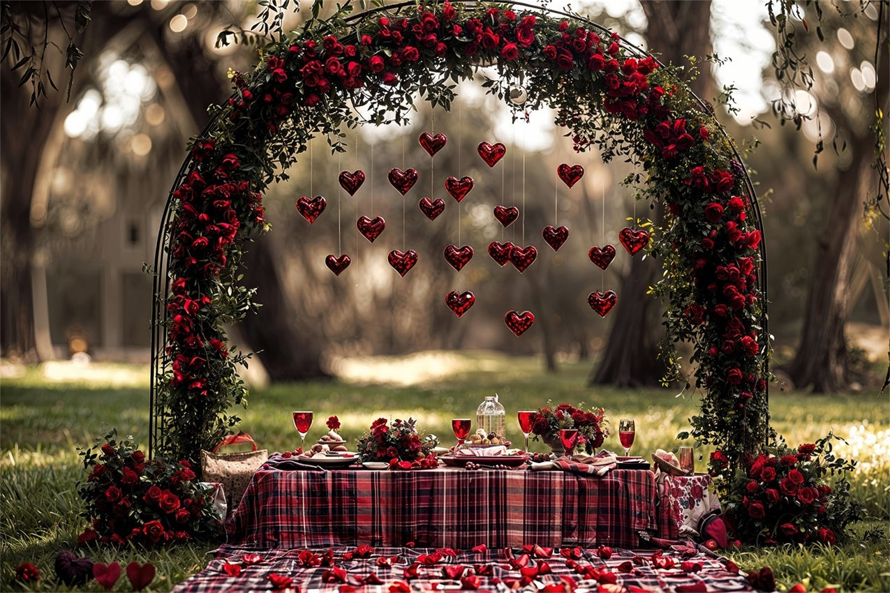 Toile de fond Saint-Valentin Photo Cœur de Roses Pique-Nique BRP12-262