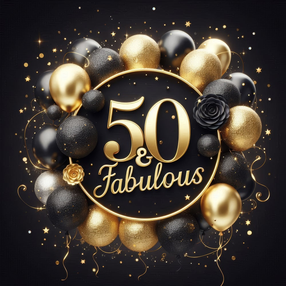 Toile de fond Anniversaire 50ème Ballons Rose Doré BRP12-270