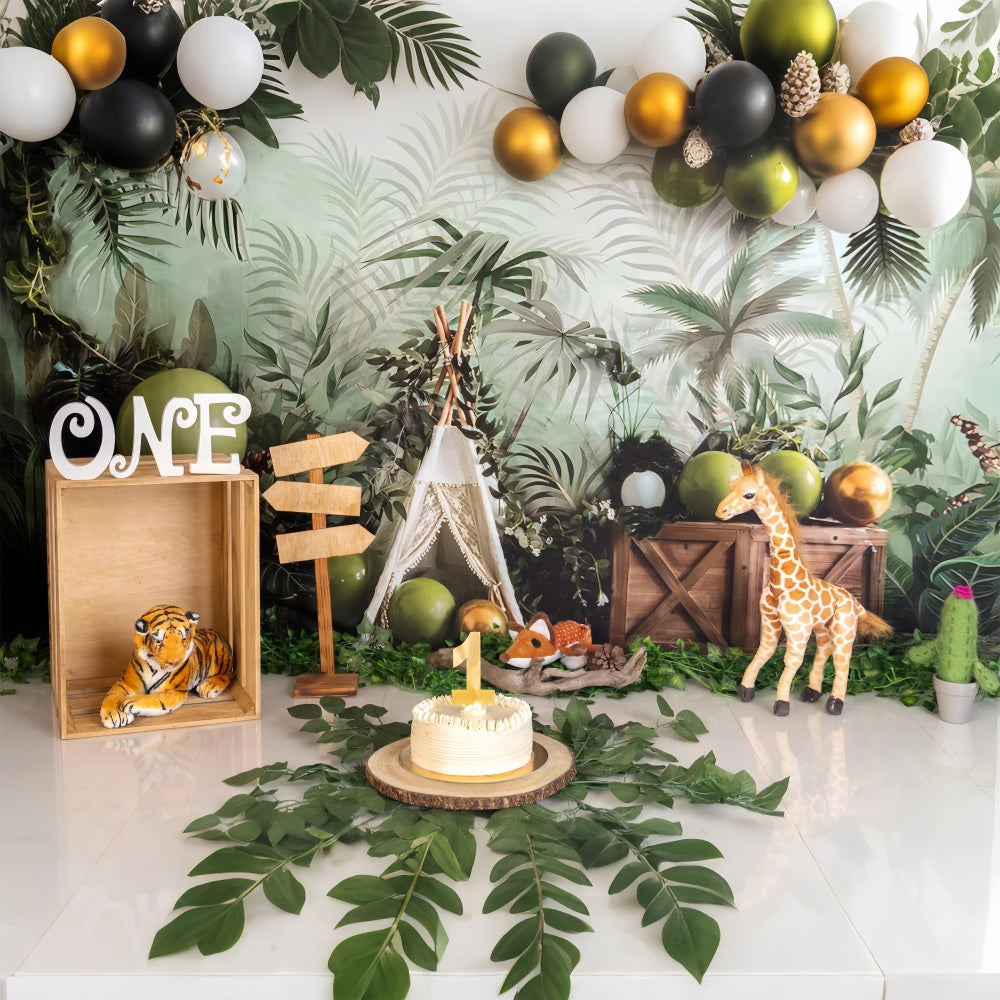 Toile de fond Anniversaire 1er Safari Jungle Party BRP12-301
