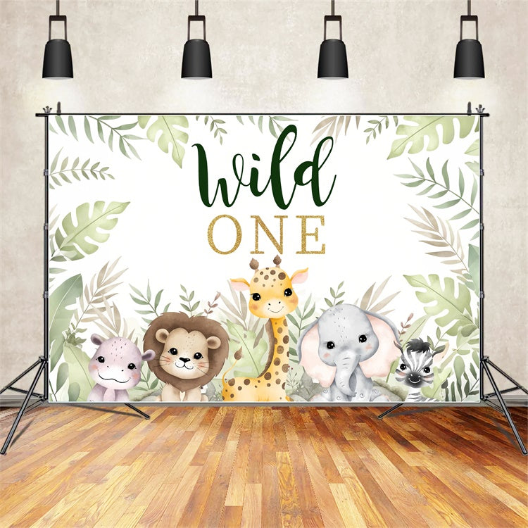 Toile de fond Anniversaire Première Année Safari Animaux Célébration BRP12-304