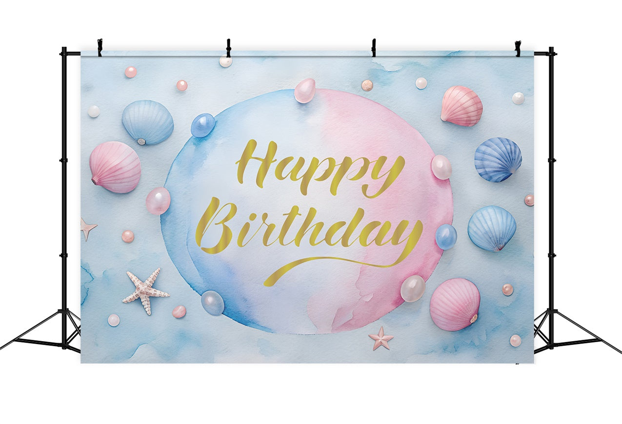 Toile de fond Anniversaire Personnalisée Party Coquillage Pastel BRP12-305