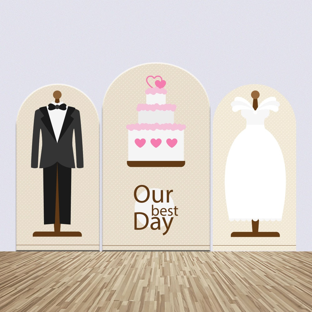Set de Toile de fond Mariage Personnalisée Arche Notre Meilleure Journée Tuxedo BRP12-321
