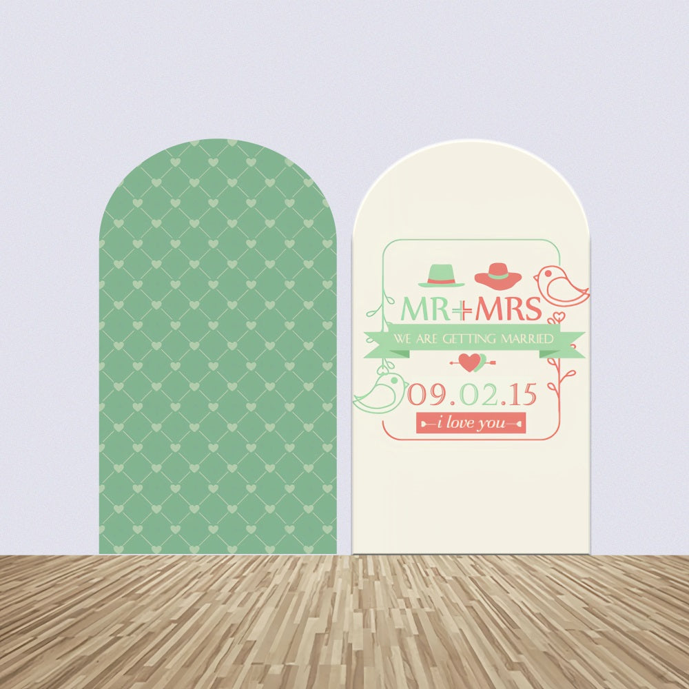 Set de Toile de fond Mariage Personnalisée Arche Motif Cœur Vert BRP12-323