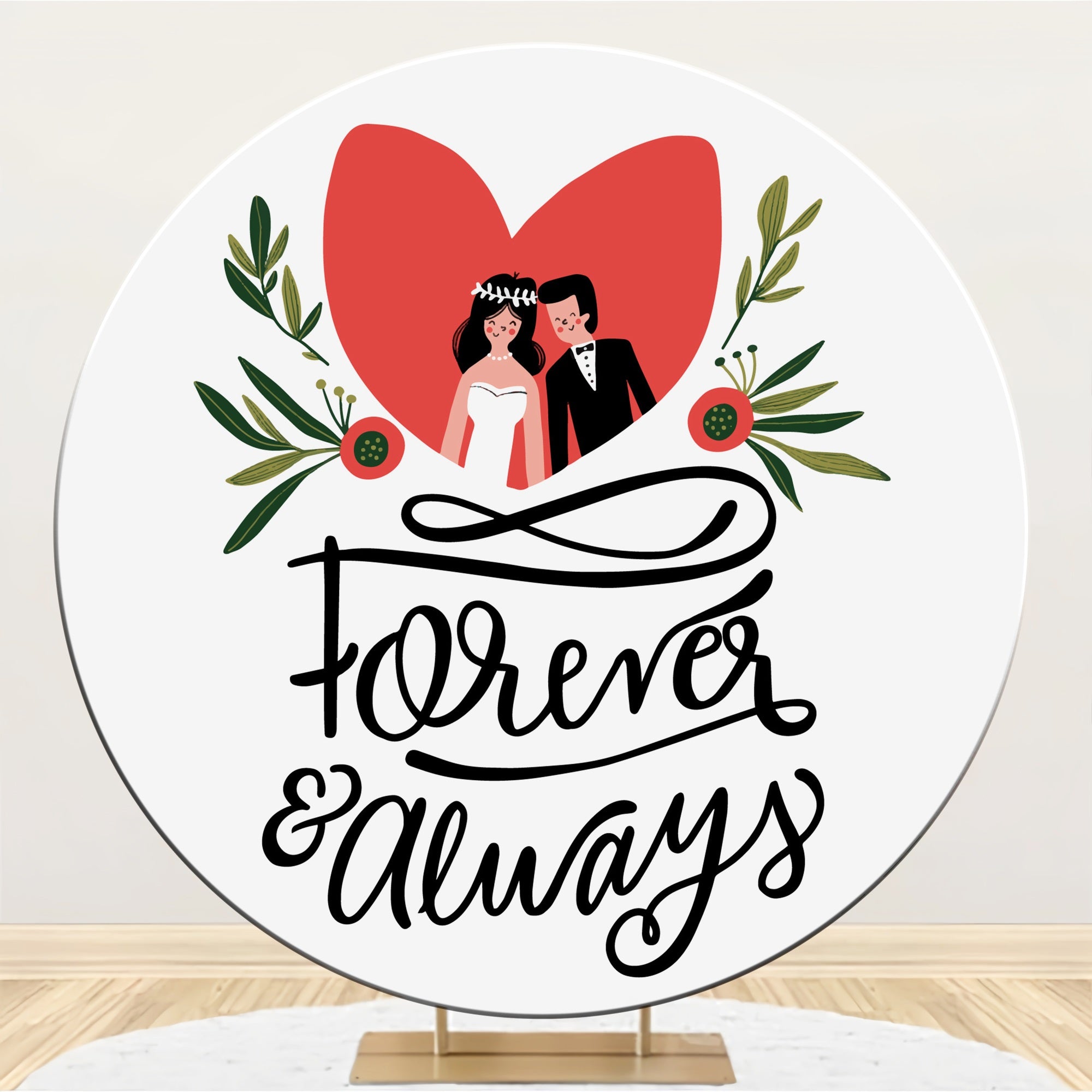 Toile de fond Ronde Mariage Personnalisée Couple Romantique Cœur Cercle BRP12-332