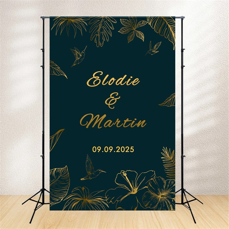Toile de fond Photo Mariage Personnalisée Végétal Nature Or Vert BRP12-363