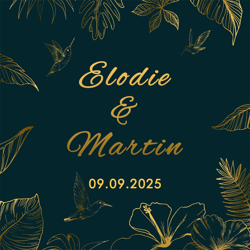 Toile de fond Photo Mariage Personnalisée Végétal Nature Or Vert BRP12-363