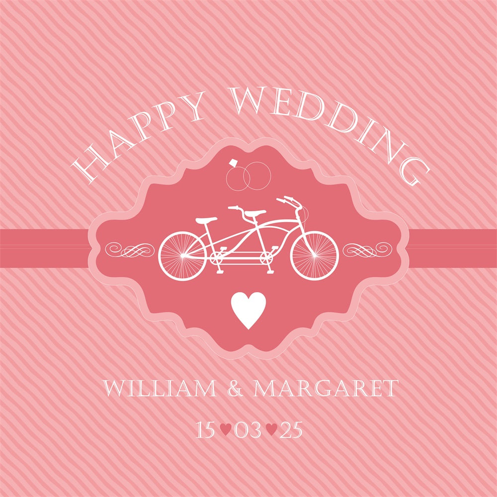 Toile de fond Mariage Personnalisée Vélo Tandem Rose BRP12-378
