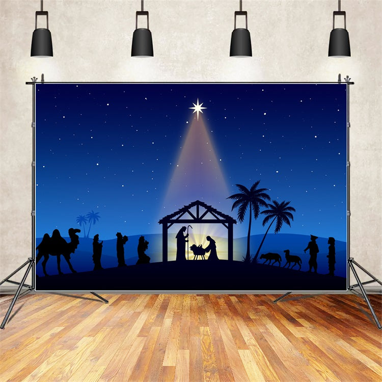 Fond de Crèche Provençale Lumière Sainte Mangeoire Silhouette Scène BRP12-440