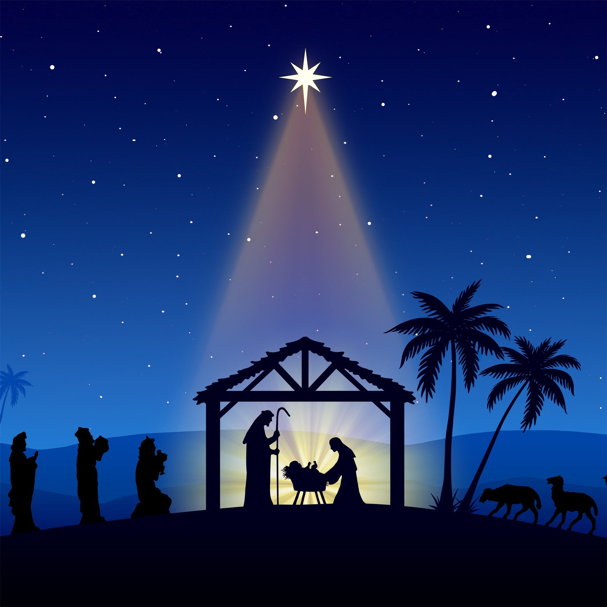 Fond de Crèche Provençale Lumière Sainte Mangeoire Silhouette Scène BRP12-440