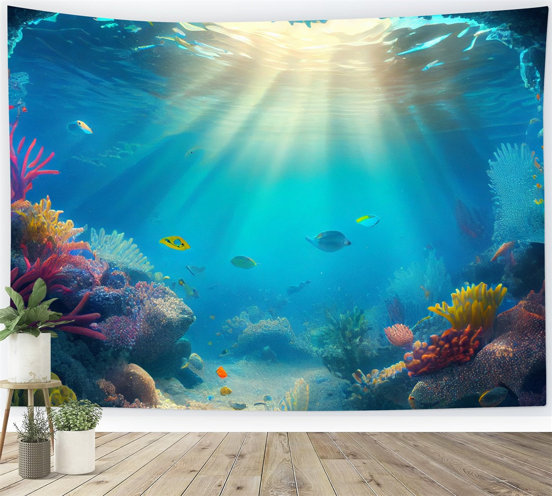 Toile de fond Photographie Sirène Récif de Corail Éclairé par le Soleil BRP12-47