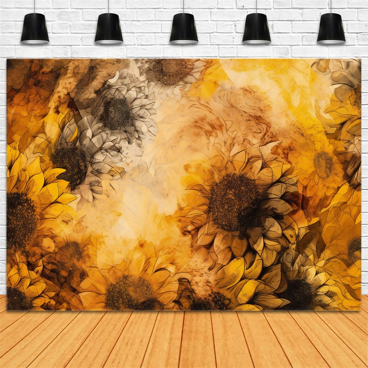 Fond Fleuri Tournesol Doré Vif BRP12-522