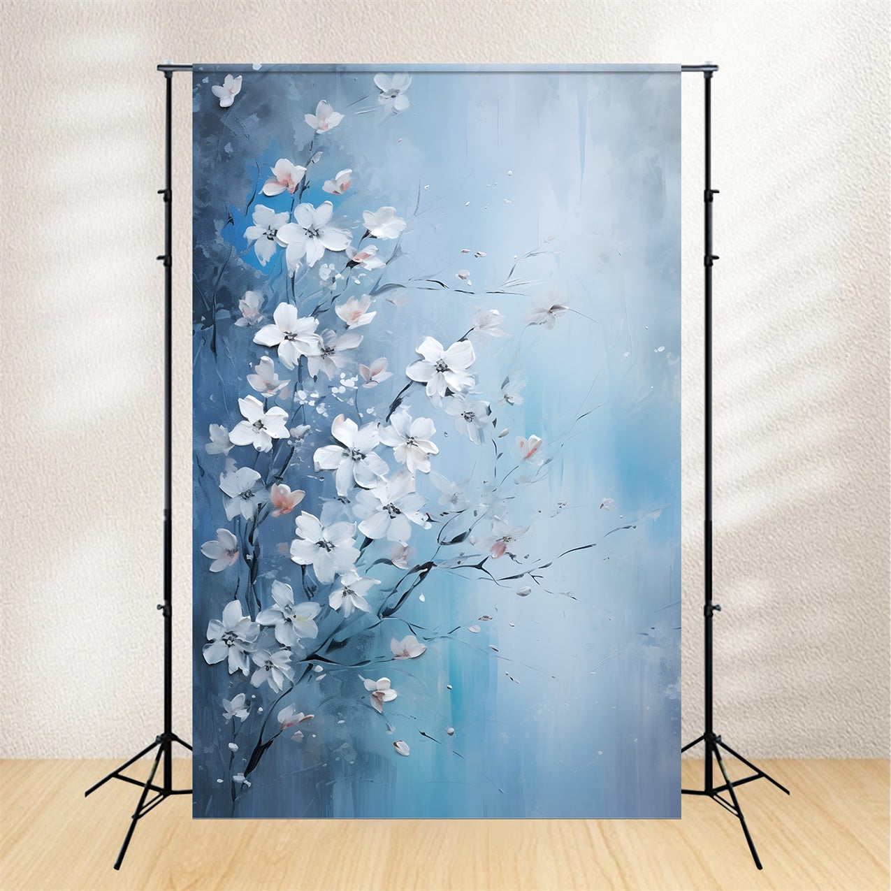 Fond Fleur Abstraite Bleue Douce BRP12-525