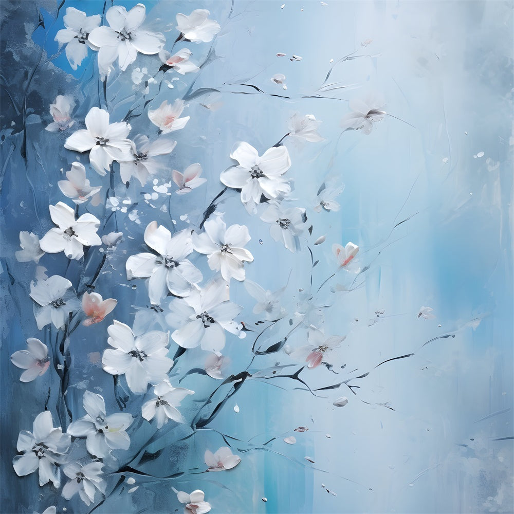 Fond Fleur Abstraite Bleue Douce BRP12-525