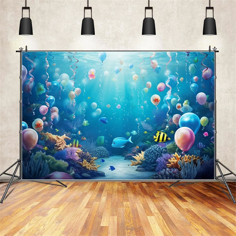 Toile de fond Sirène Ballon Coloré Paradis Corail Plantes Aquatiques BRP12-56