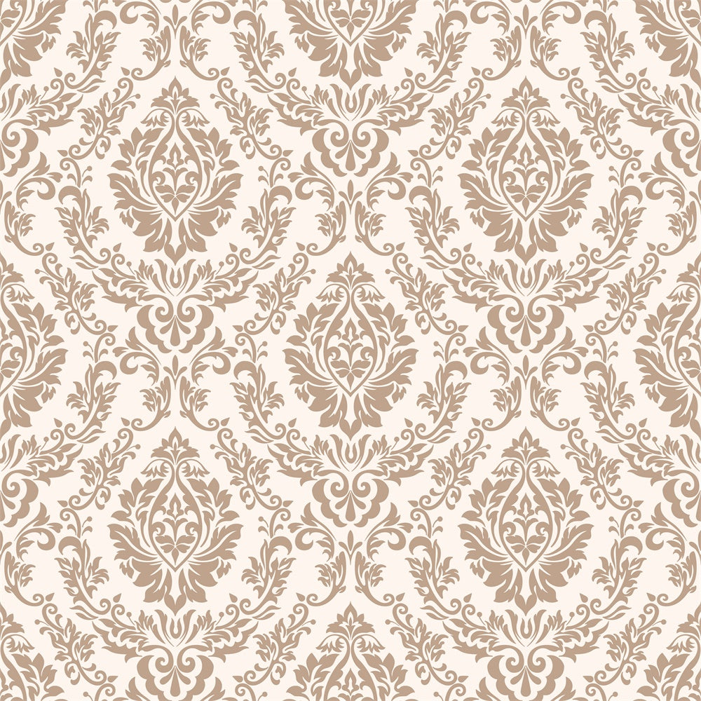 Toile de fond Damassé Marron Doux Motif Baroque BRP12-608