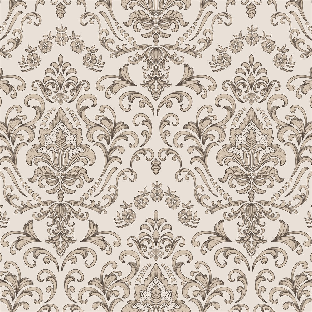 Toile de fond Damassé Élégant Marron Floral Décoratif BRP12-611